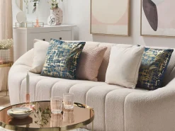 Beliani Sininen Koristetyynysetti Kultaisella Kuviolla 2 Kpl 45 X 45 Cm Gardenia Sale