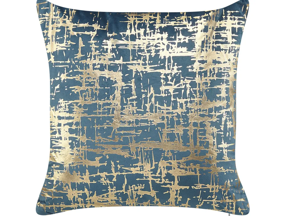 Beliani Sininen Koristetyynysetti Kultaisella Kuviolla 2 Kpl 45 X 45 Cm Gardenia Sale