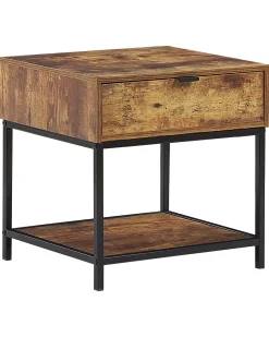 Beliani Sivupoyta Laatikko Hylly Tumma Puu/Musta Berkley Best Sale