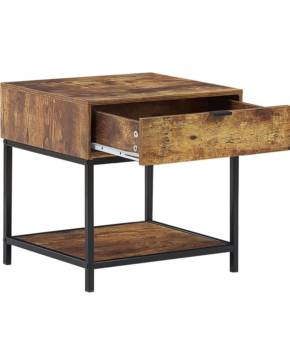 Beliani Sivupoyta Laatikko Hylly Tumma Puu/Musta Berkley Best Sale