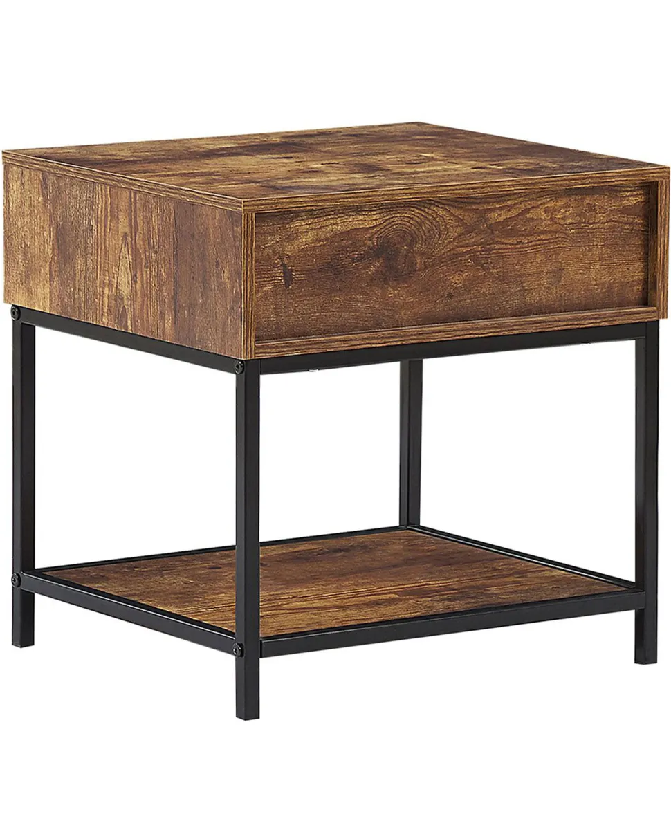 Beliani Sivupoyta Laatikko Hylly Tumma Puu/Musta Berkley Best Sale