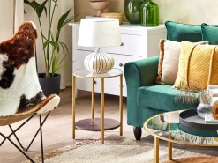 Beliani Sivupoyta Lasitasolla Kulta/Tumma Puu Libby Sale