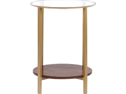 Beliani Sivupoyta Lasitasolla Kulta/Tumma Puu Libby Sale