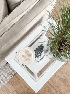 Beliani Sivupoyta Lasitasolla Valkoinen Attu New