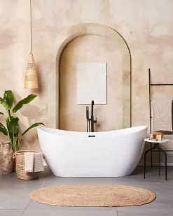 Beliani Sivupoyta Marmori/Alumiini Valkoinen/Musta Tihoi Cheap