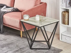 Beliani Sivupoyta Marmorikuvio Beige/Musta Malibu Cheap