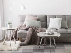 Beliani Sivupoyta Marmorikuvio Valkoinen/Hopea Ramona Discount