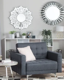 Beliani Sivupoyta Marmorikuvio Valkoinen/Hopea Ramona Discount