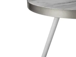 Beliani Sivupoyta Marmorikuvio Valkoinen/Hopea Ramona Discount