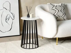 Beliani Sivupoyta Marmori/Rauta Valkoinen/Musta Taree Outlet