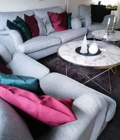 Beliani Sivupoyta Metalli Marmorikuvio Valkoinen/Hopea Meridian Ii Online