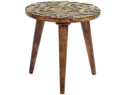 Beliani Sivupoytasetti Mangopuu Tumma Puu/Kulta 2 Kpl Chanpi Sale