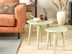 Beliani Sivupoytasetti Mangopuu Vaaleanvihrea 2 Kpl Maharo Cheap