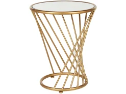 Beliani Sivupoytasetti Peililasitasolla Rauta Kulta 2 Kpl Twist Sale