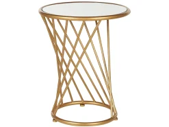 Beliani Sivupoytasetti Peililasitasolla Rauta Kulta 2 Kpl Twist Sale