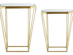 Beliani Sivupoytasetti Peililasitasolla Metalli Kulta 2 Kpl Sierra Hot