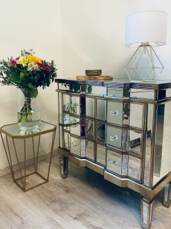 Beliani Sivupoytasetti Peililasitasolla Metalli Kulta 2 Kpl Sierra Hot