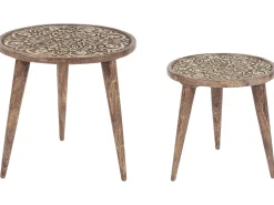 Beliani Sivupoytasetti Tumma Mangopuu 2 Kpl Ranja Flash Sale