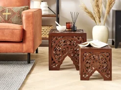 Beliani Sivupoytasetti Tumma Puu 2 Kpl Shukur Store