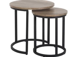 Beliani Sivupoytasetti Tumma Puu/Musta 2 Kpl Dixie New