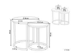 Beliani Sivupoytasetti Tumma Puu/Musta 2 Kpl Dixie New
