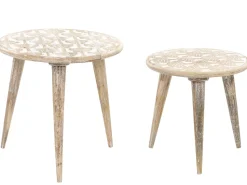 Beliani Sivupoytasetti Vaalea Mangopuu 2 Kpl Hursi Clearance