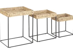 Beliani Sivupoytasetti Vesihyasintti Luonnonvari/Musta 3 Kpl Hawi Sale