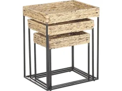 Beliani Sivupoytasetti Vesihyasintti Luonnonvari/Musta 3 Kpl Hawi Sale