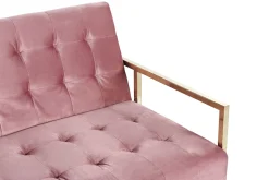 Beliani Sohva 3-Istuttava Samettinen Vaaleanpunainen Marstal Discount