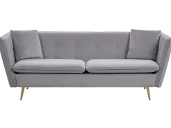 Beliani Sohva 3-Istuttava Samettinen Harmaa Frederica Online