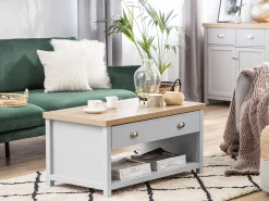 Beliani Sohvapoyta 2 Laatikkoa Vaaleanharmaa/Vaalea Puu Clio Cheap