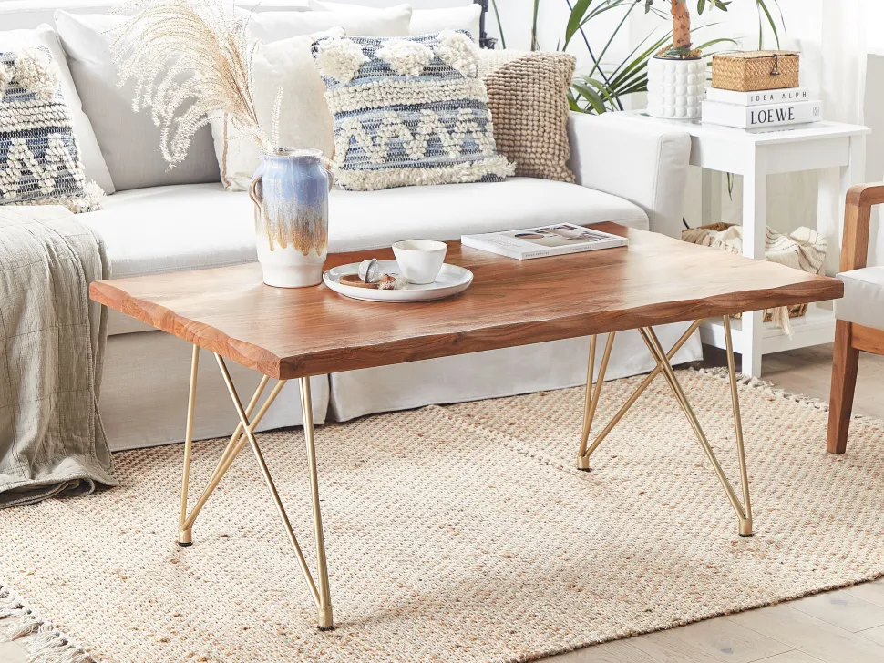 Beliani Sohvapoyta Akaasia Vaalea Puu/Kulta Raley Store