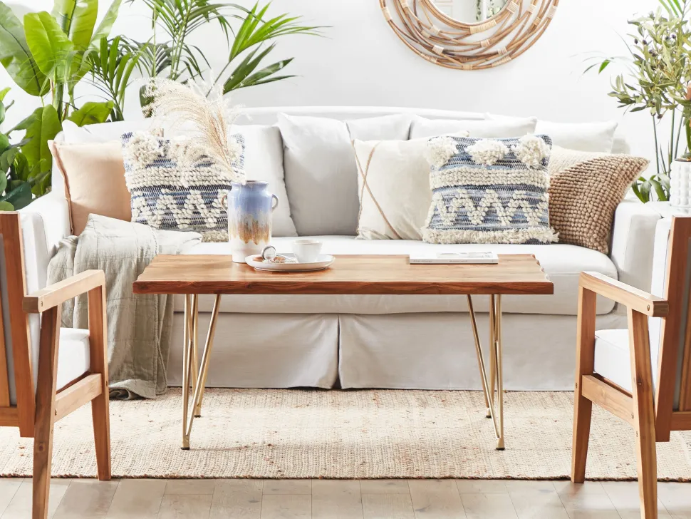 Beliani Sohvapoyta Akaasia Vaalea Puu/Kulta Raley Store