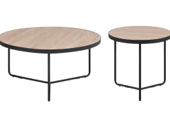 Beliani Sohvapoyta Iso Ja Keskikokoinen Vaalea Puu/Musta 2 Kpl Melody Discount