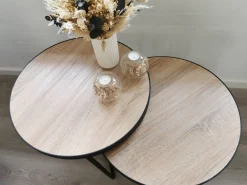 Beliani Sohvapoyta Iso Ja Keskikokoinen Vaalea Puu/Musta 2 Kpl Melody Discount