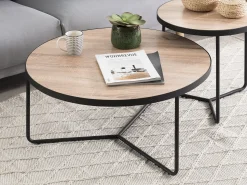 Beliani Sohvapoyta Iso Vaalea Puu/Musta Melody Best