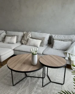 Beliani Sohvapoyta Iso Vaalea Puu/Musta Melody Best