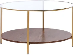 Beliani Sohvapoyta Lasitasolla Kulta/Tumma Puu Libby Cheap