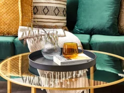 Beliani Sohvapoyta Lasitasolla Kulta/Tumma Puu Libby Cheap