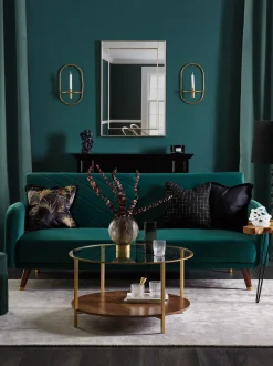 Beliani Sohvapoyta Lasitasolla Kulta/Tumma Puu Libby Cheap