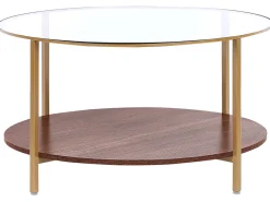 Beliani Sohvapoyta Lasitasolla Kulta/Tumma Puu Libby Cheap