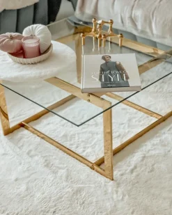 Beliani Sohvapoyta Lasitasolla Metalli Kulta Crystal Outlet