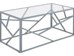 Beliani Sohvapoyta Lasitasolla Metalli Hopea Orland New