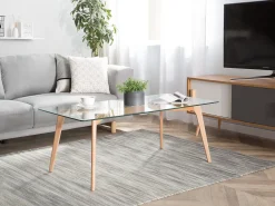 Beliani Sohvapoyta Lasitasolla Pyokki Vaalea Puu Hudson Shop