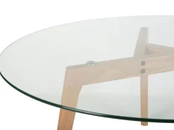 Beliani Sohvapoyta Lasitasolla Tammi Vaalea Puu Minnesota Shop