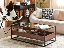 Beliani Sohvapoyta Lasitasolla Tumma Puu/Musta Waco Shop