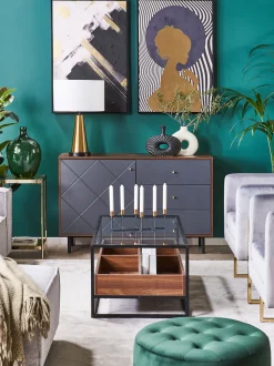 Beliani Sohvapoyta Lasitasolla Tumma Puu/Musta Waco Shop