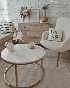 Beliani Sohvapoyta Marmorikuvio Beige/Kulta Coral Outlet