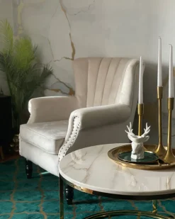 Beliani Sohvapoyta Marmorikuvio Beige/Kulta Coral Outlet