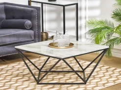 Beliani Sohvapoyta Marmorikuvio Beige/Musta Malibu Best Sale